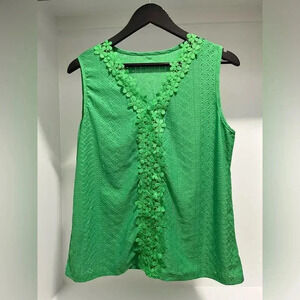 3/$15 Women’s SHEIN green lace sleeveless top size Large